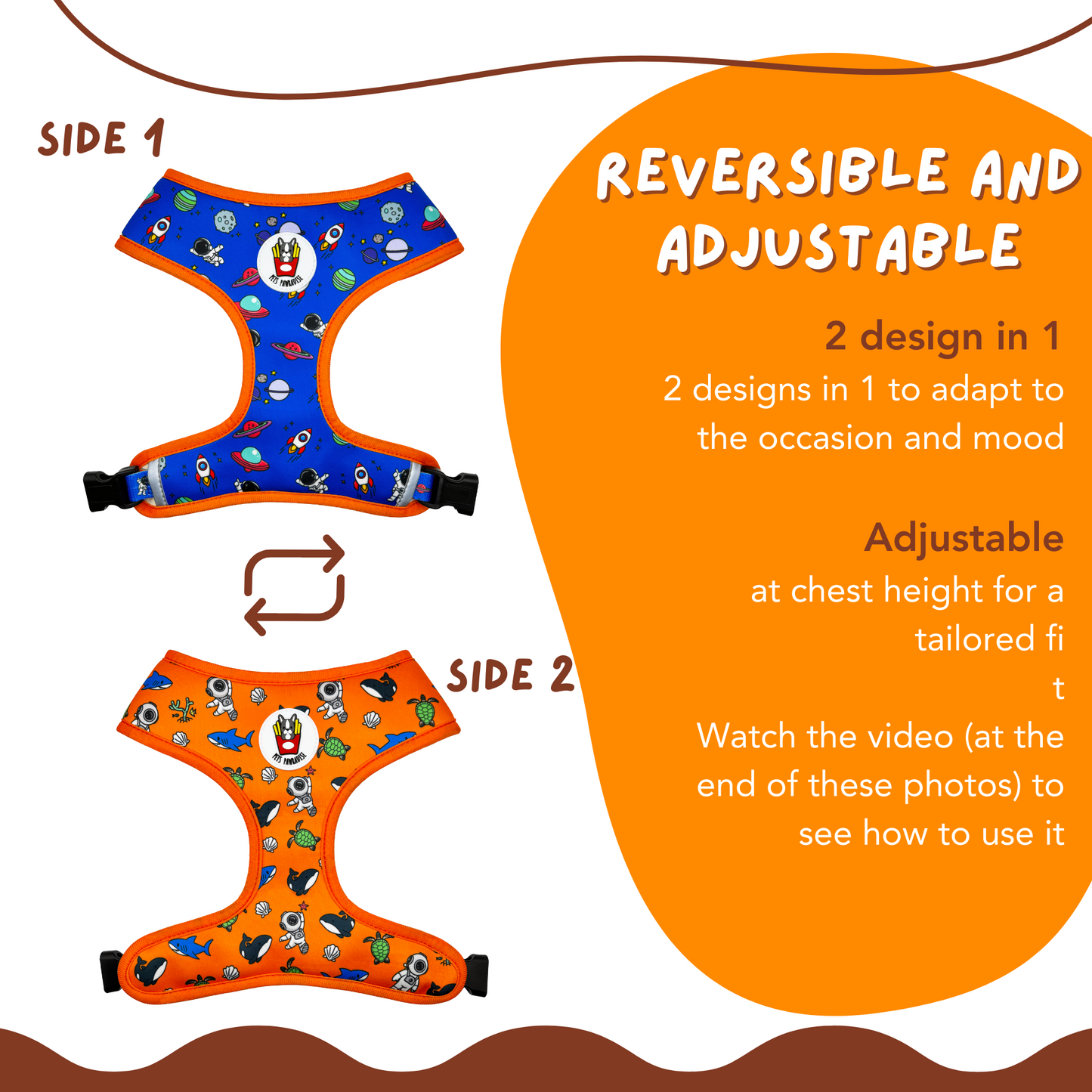 Duo Reversible Harness - Sea and Space